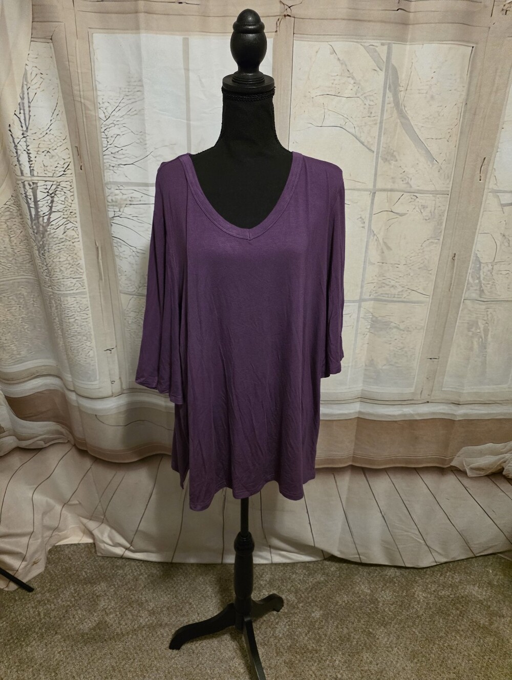 Purple V-Neck Women's Top